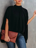 Casual Loose Women's Blouse Fashion Batwing Sleeve Print O-neck Shirts Top Spring Summer Office Lady Blouses Elegant Tops 2024