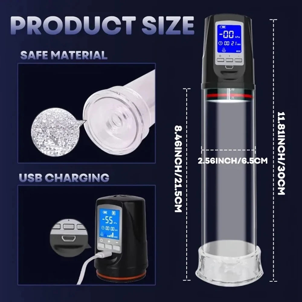 Automatic Penis Pump Suction Vacuum Male Masturbation Penis Extender Dick Erection Enhancement Trainer Adult Sex Toys