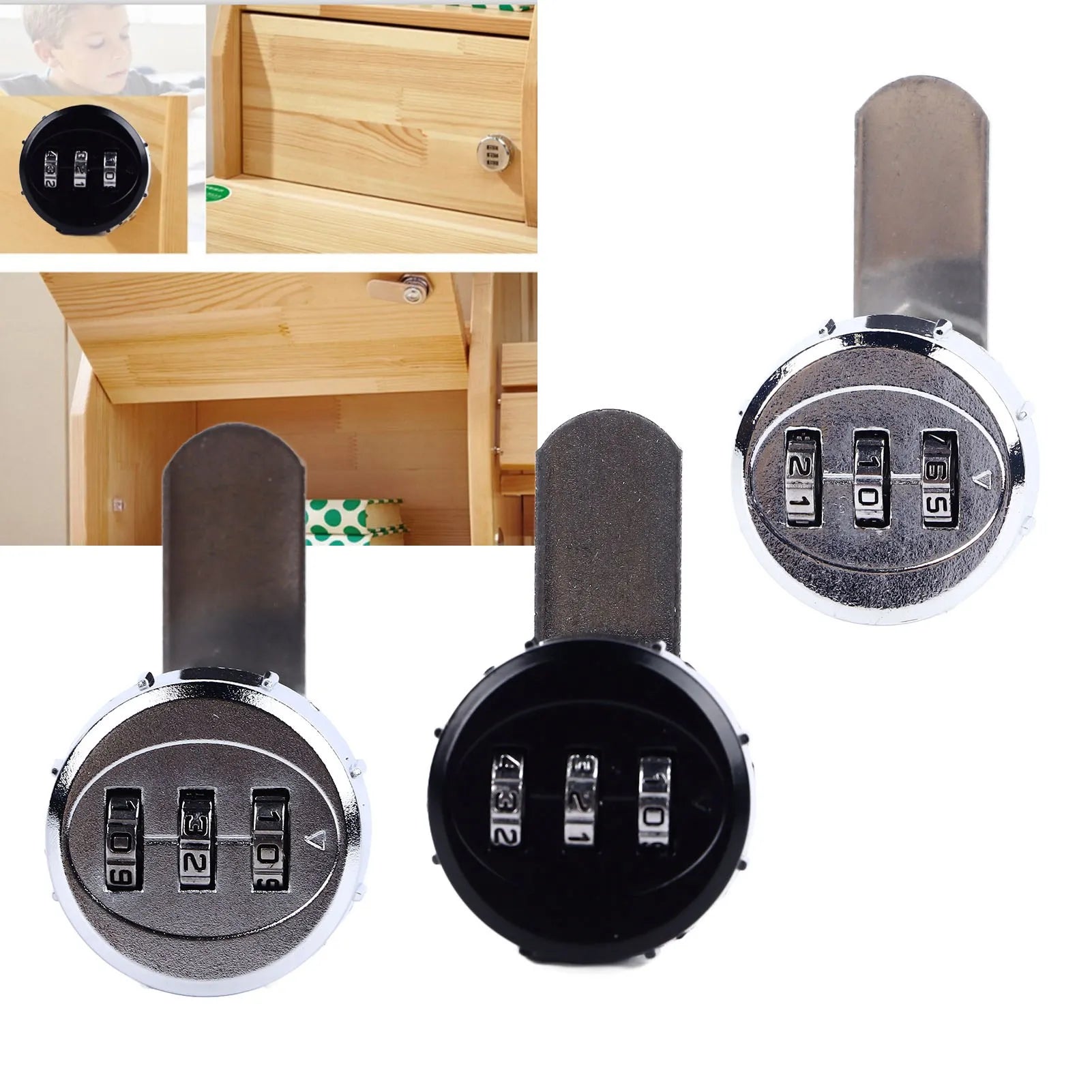 Combination Cabinet Cam Lock Mini 3 Digit Password Mechanical Cabinet Lock for Drawer Mailbox  Security Locks for Cabinet Secondary image
