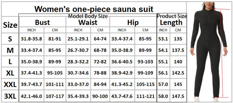 MrifDila Sauna Suit Jumpsuit Full Zip Up Sweatsuit Hot Sweating Jumpsuit Long Sleeve Romper Bottom Pants Sweating Bodysuit Shape