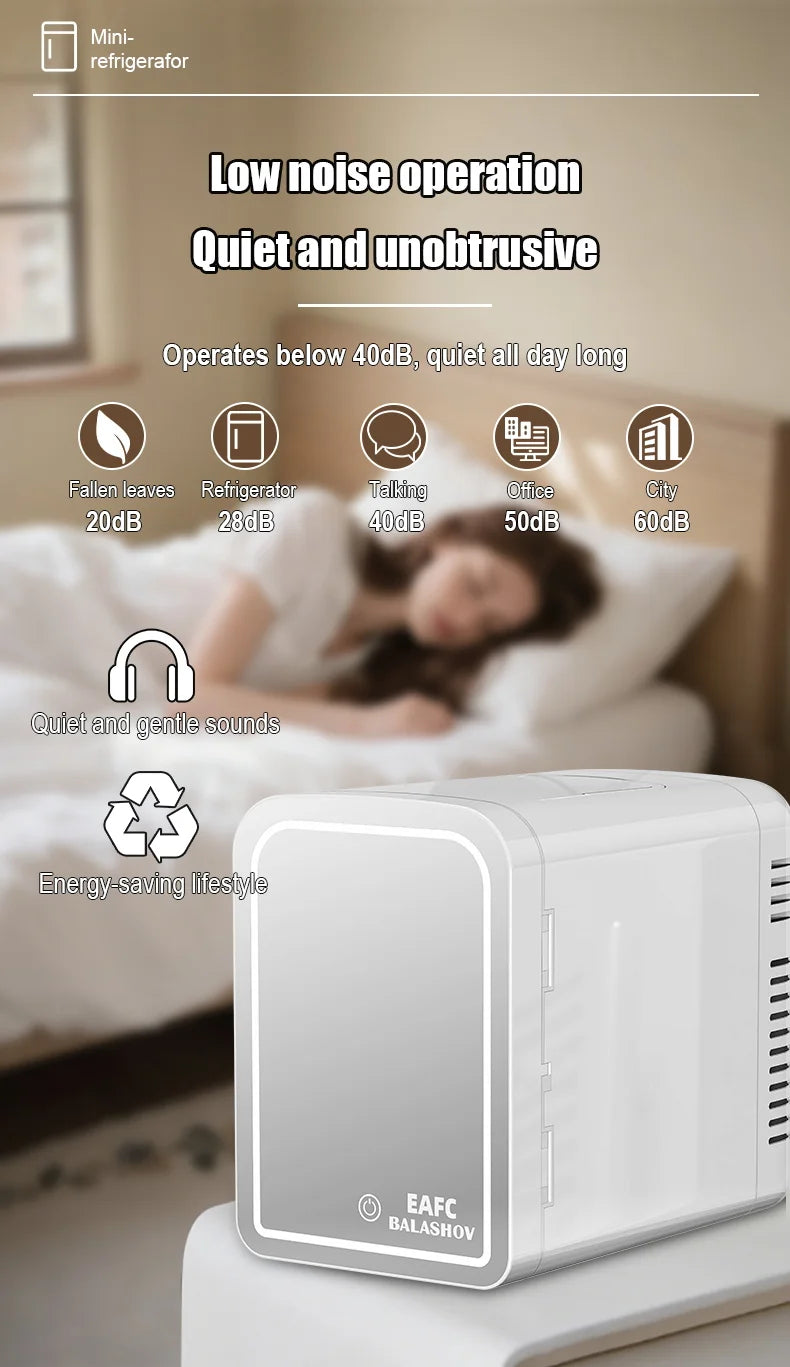 Mirror Car Refrigerator Home Small Fridge Mask For Makeup Cosmetics Home Refrigerator Cooling With LED Light Refrigerator For Makeup 4L/6L EU