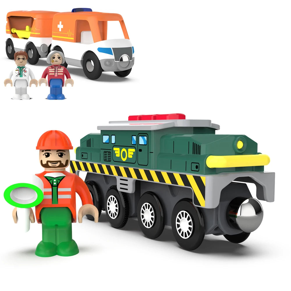 Kids Electric Train Set Locomotive Magnetic Train Car Diecast Slot Toy Fit for Wooden Train Railway Track Toys for Children Gift Main image