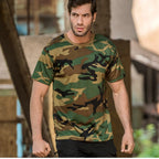 Outdoor Sports Men T-Shirts 3D Camouflage Quick Dry O Neck Short Sleeve Tops Shirt Camo Hiking Hunting T Shirt