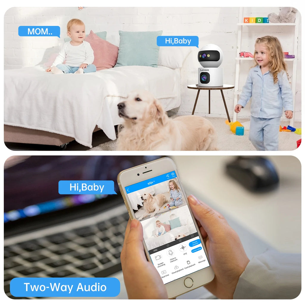 Lenovo 8MP HD IP Camera Dual Lens Baby Monitor 5X Zoom Color Night Vision Human Automatic Tracking Video Smart Home Camera