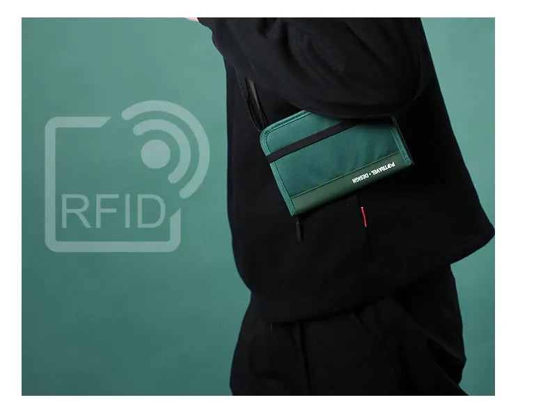 RFID Travel Wallet Passport Holder Credit Card Organizer Zipper Pouch Document Organizer Anti Theft Travel Accessories