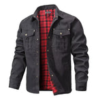 Men's Jackets Spring Flannel Lined Shirt Coat Shacket Casual Snap Button Overshirt Western Cowboy Style High Quality Top US Size