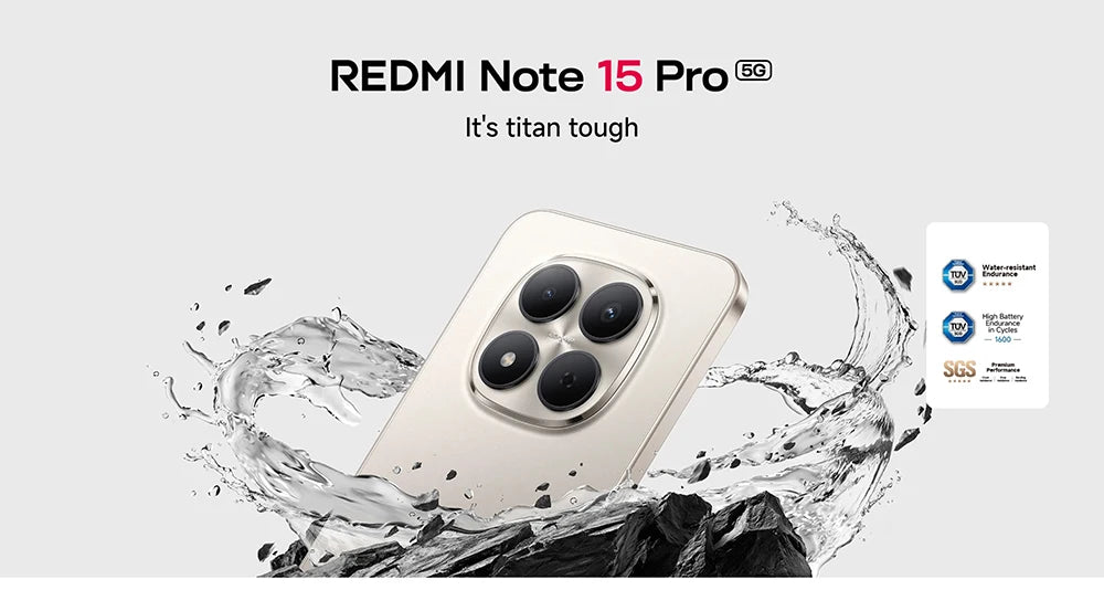 Global Version Xiaomi REDMI Note 15 Pro 5G smartphone 5G 6.83" 6580mAh 45W charging 200MP main camera IP66 IP68 IP69 IP69K