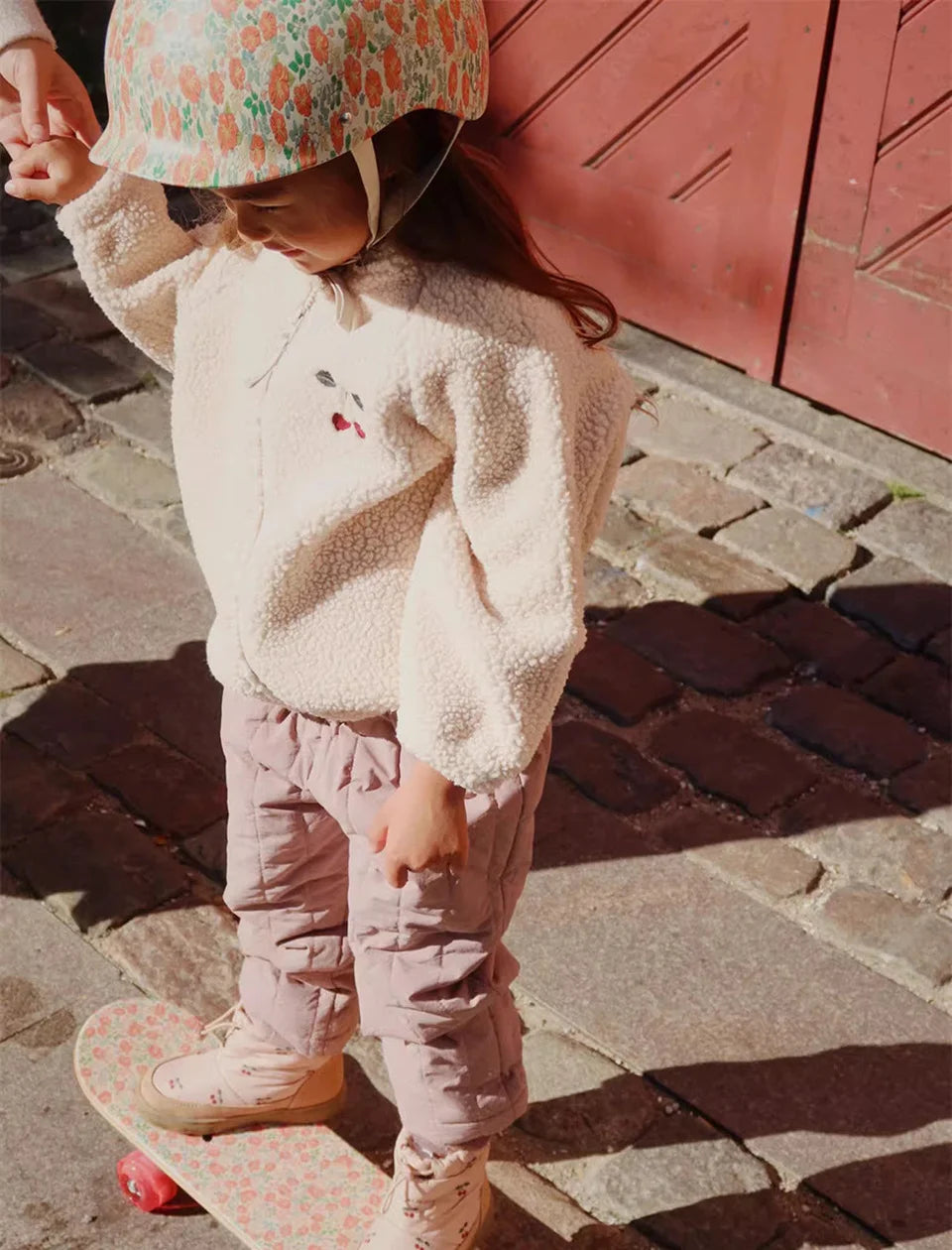 2026 KS Brand Winter Baby Girls Boys Lambswool Cherry Jackets Kids Clothes Boys Sequin Cartoon Outerwear Children's Coats 1-9Yrs