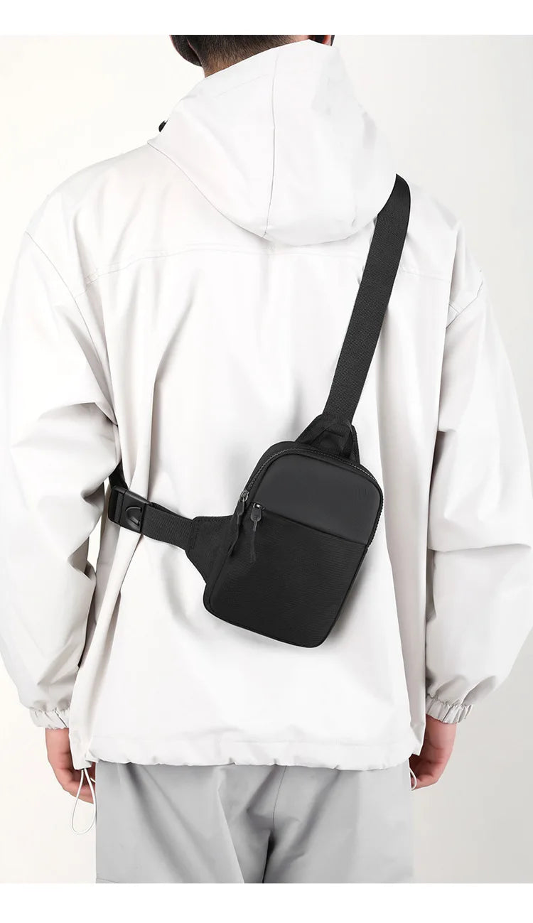 Men Waterproof Sling Chest Pack Fashion Small Black Crossbody Shoulder Zipper Bag Travel Workout Handbag Messanger Bag for Men