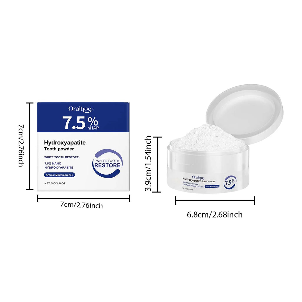 Oral Care Deep Cleaning Whitening Tooth Powder with 7.5% Hydroxyapatite - Remineralizing Cool Mint Enamel Repair Fresh Breath