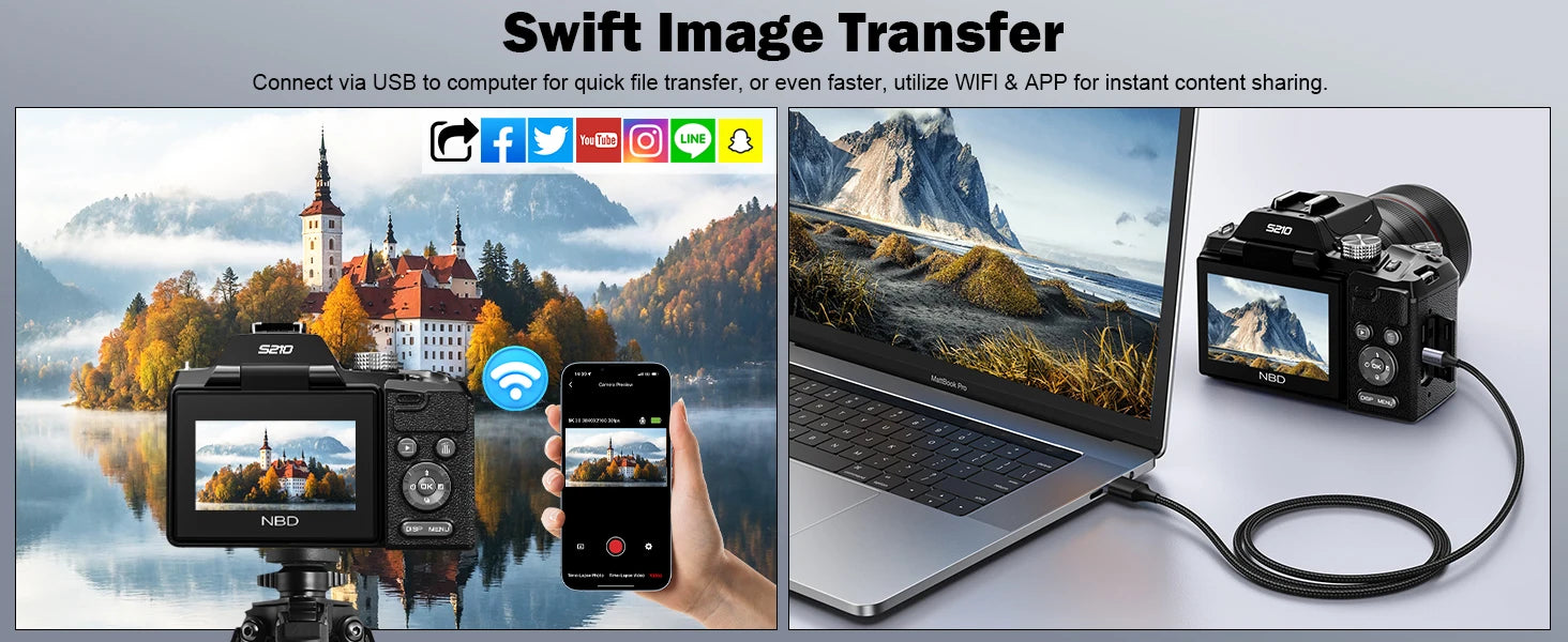 NBD 5K&64MP Digital Cameras For Photography, 16X Optical Zoom Camera With WiFi & App Control, Vlogging Camera With Auto Focus