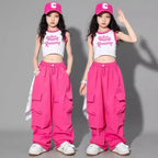 Cargo Pants for Teenage Kids New Summer Streetwear Hip Hop Sweatpants for Girls Baggy Wide Leg Straight Trousers 6 8 10 12 14 Y