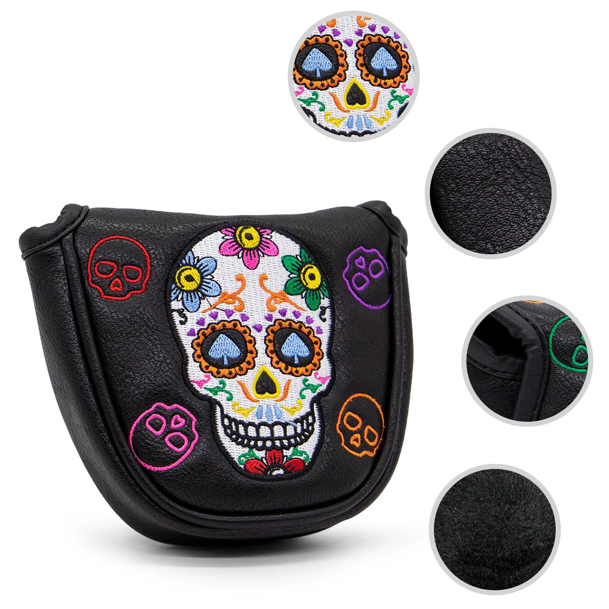 Golf Club Headcovers #1 #3 #5 Wood Head covers Skulls Design Driver Fairway Hybrid Woods Headcover Black PU Premium Leather Head