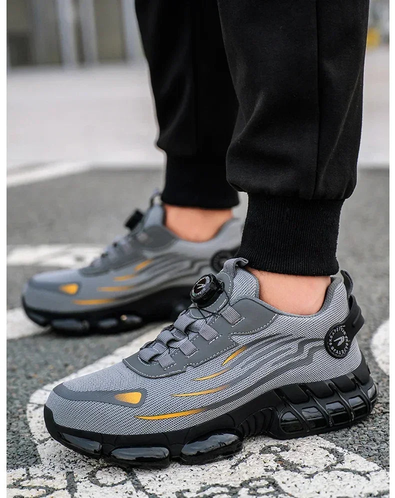 Men's Safety Shoes Protection And Elastic Safety Boots Fashionable Casual Shoes Breathable Odor Protection Men's Work Shoes