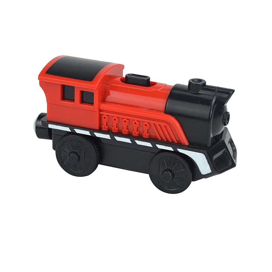 Kid Magnetic Electric Train Car Locomotive Wooden Track Slot Diecast Railway With Two Carriages Train Wood Toy Biro Leduo Track