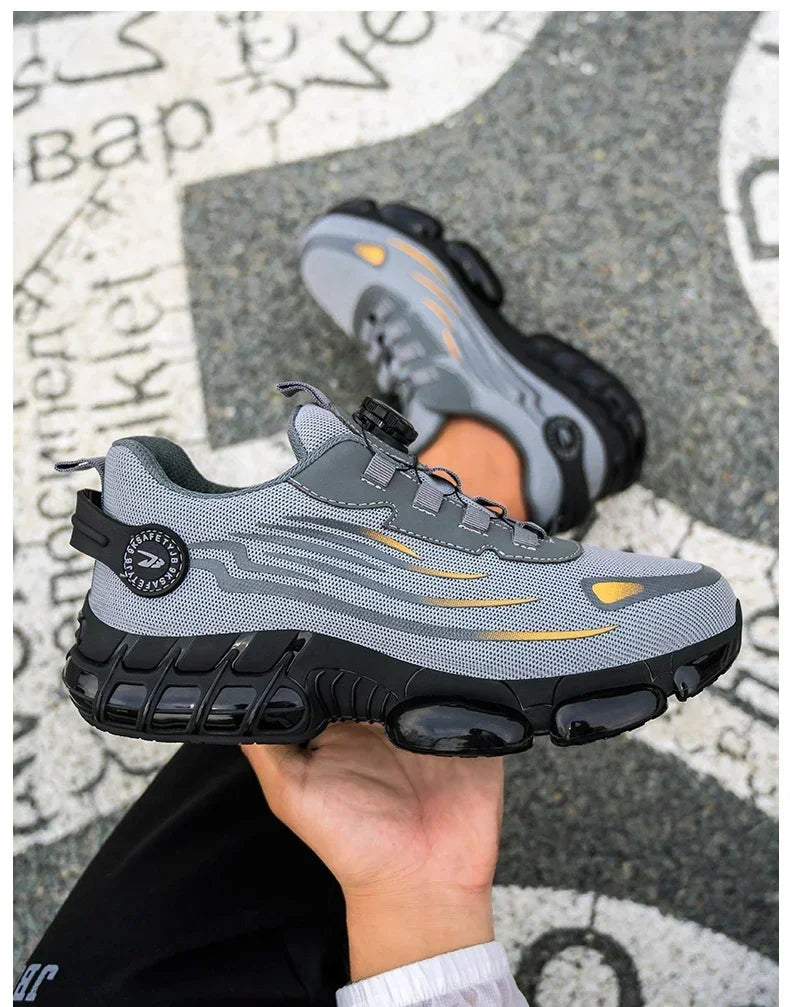 Men's Safety Shoes Protection And Elastic Safety Boots Fashionable Casual Shoes Breathable Odor Protection Men's Work Shoes