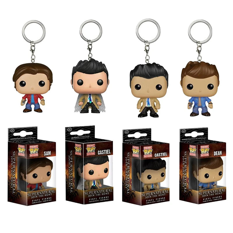 FUNKO POP Supernatural  New Character Castiel with Wing Sam KEYCHAIN Toy Vinyl Figure Collection Pocket  Key Chain Toys