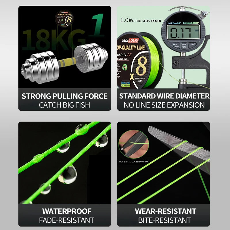 OBSEQUIO 8 Strand Braided Fishing Line 100/150/200M X8 PE Line fishing accessories For fishing equipment carp Braid Wire