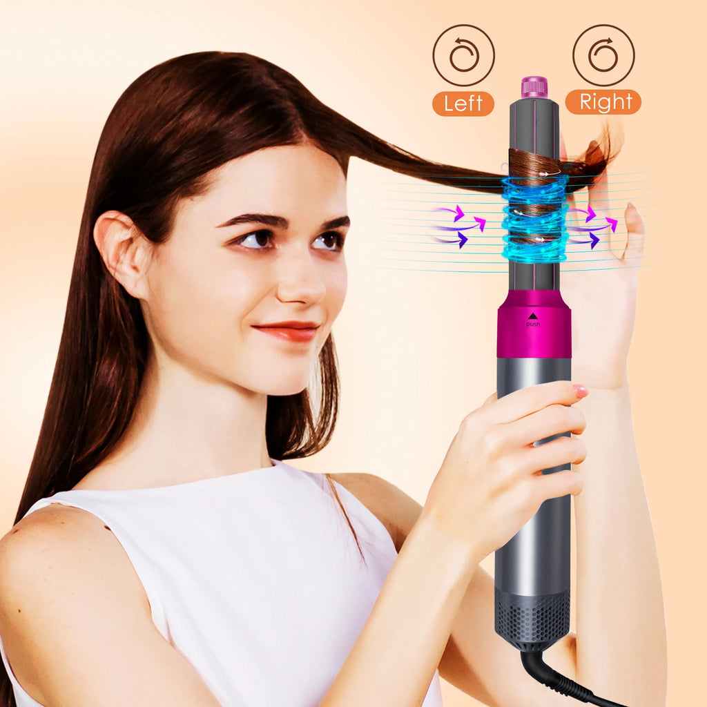 Multi Functional 5-In-1 Hair Dryer Hot Air Comb Curling Iron Dyso Air Bag Hairdresser Styling Tool Straightener Festival Gift