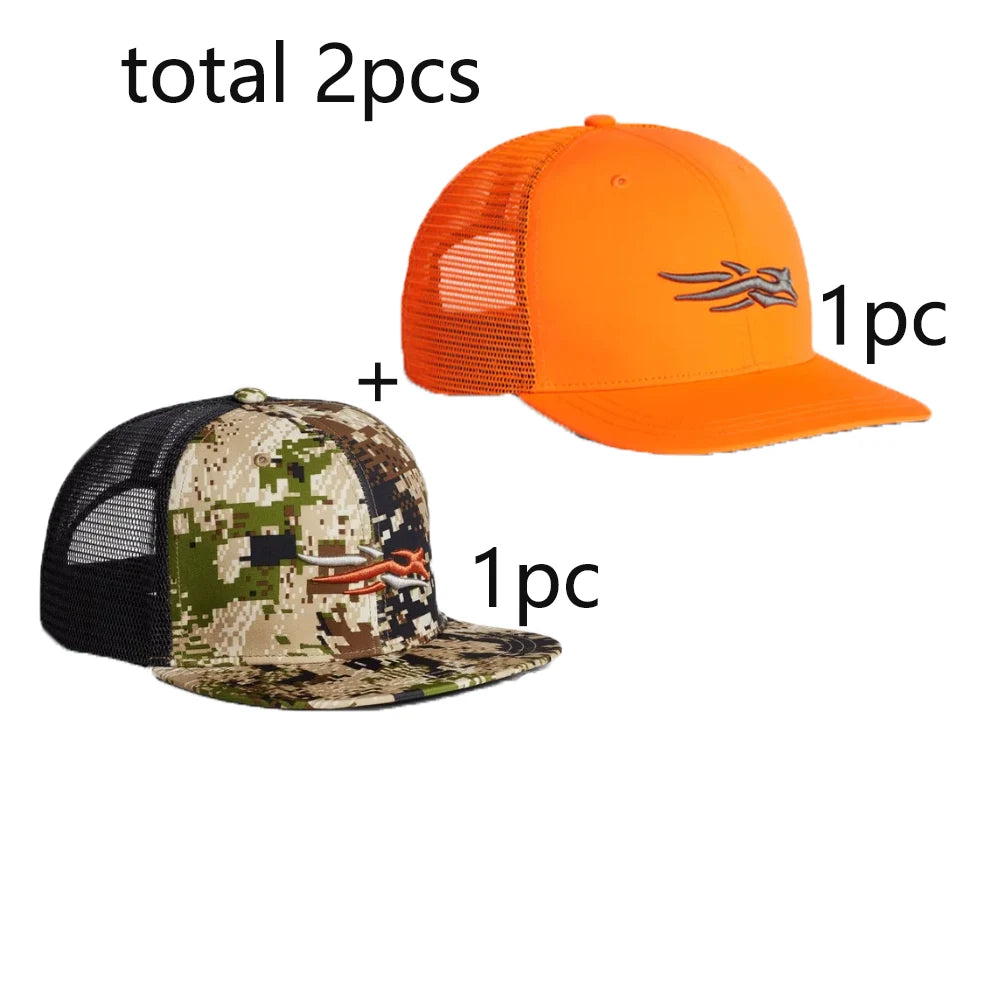 Mens Hunting Hat Camouflage Structured Mesh Baseball Cap Adjustable Classic Mens Fishing Outdoor Sports Hat Breathable
