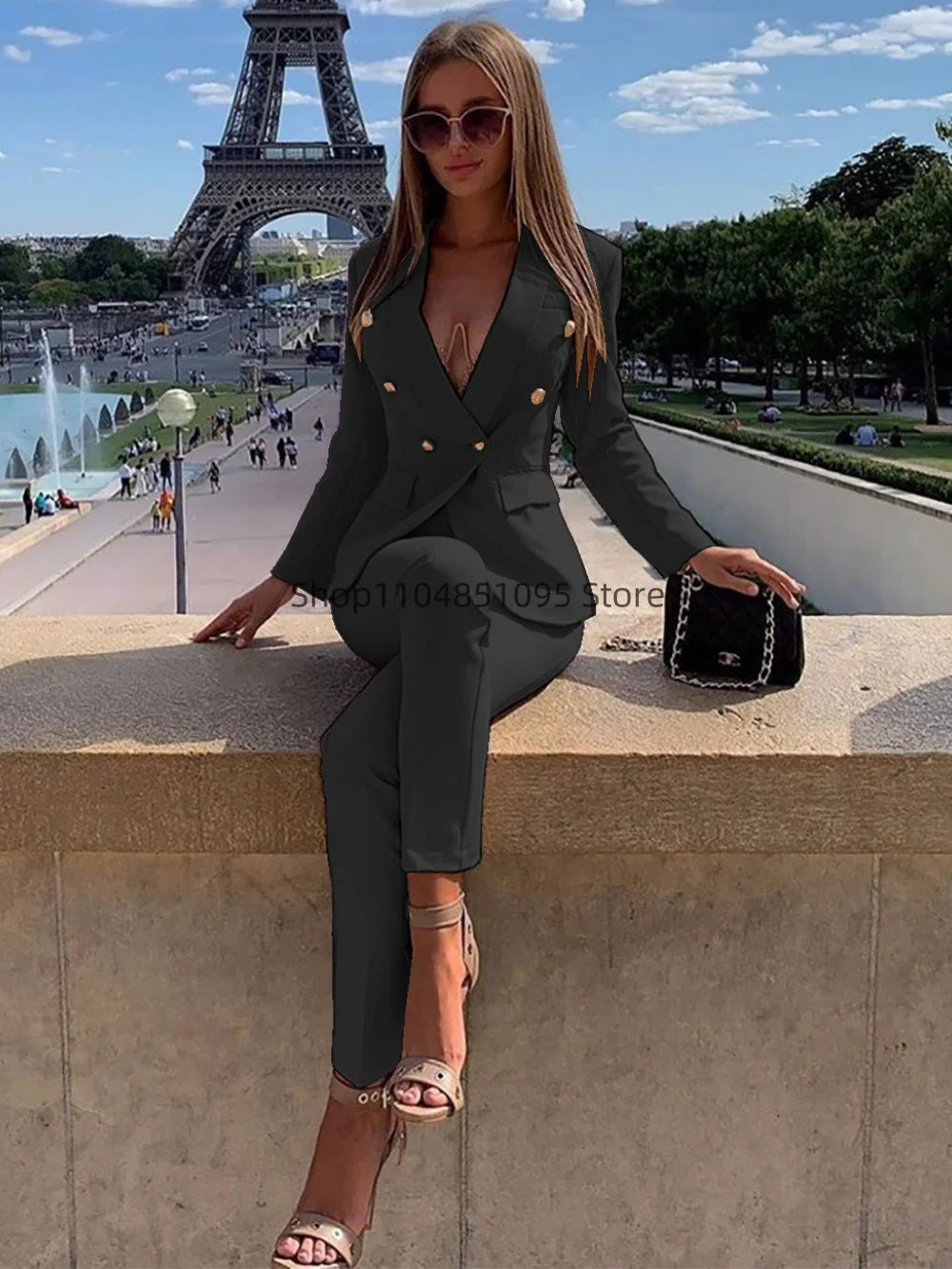 New Elegant Pant Suits Women's Western-Style Beige 2PCS Set Smooths Your Silhouette Through Commuting Casual Women Suits Set