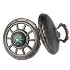 Fashion hollowed out compass pocket watch, outdoor creative flip necklace watch, male and female digital quartz watch