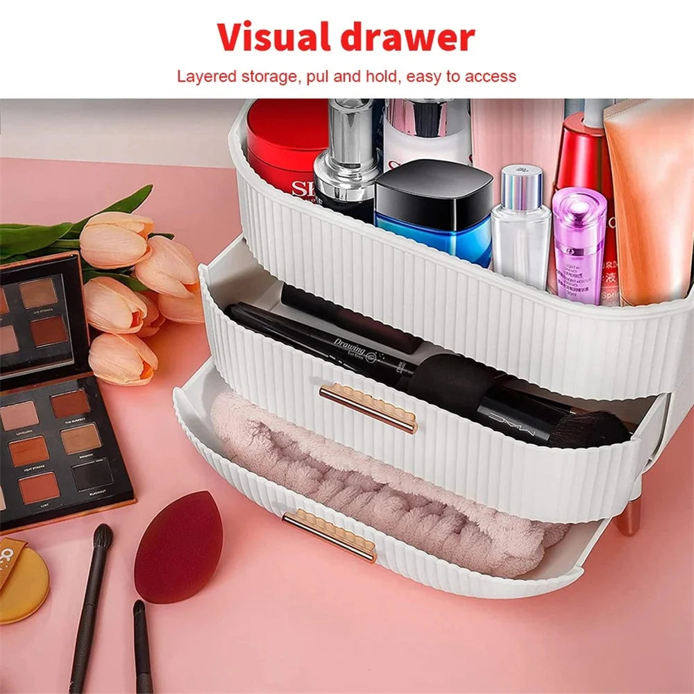 Make Up Organiser Bathroom Large Cosmetic Vanity Case Box 2 Drawers Skincare Storage Home Skin Care Make Up Storage Drawer