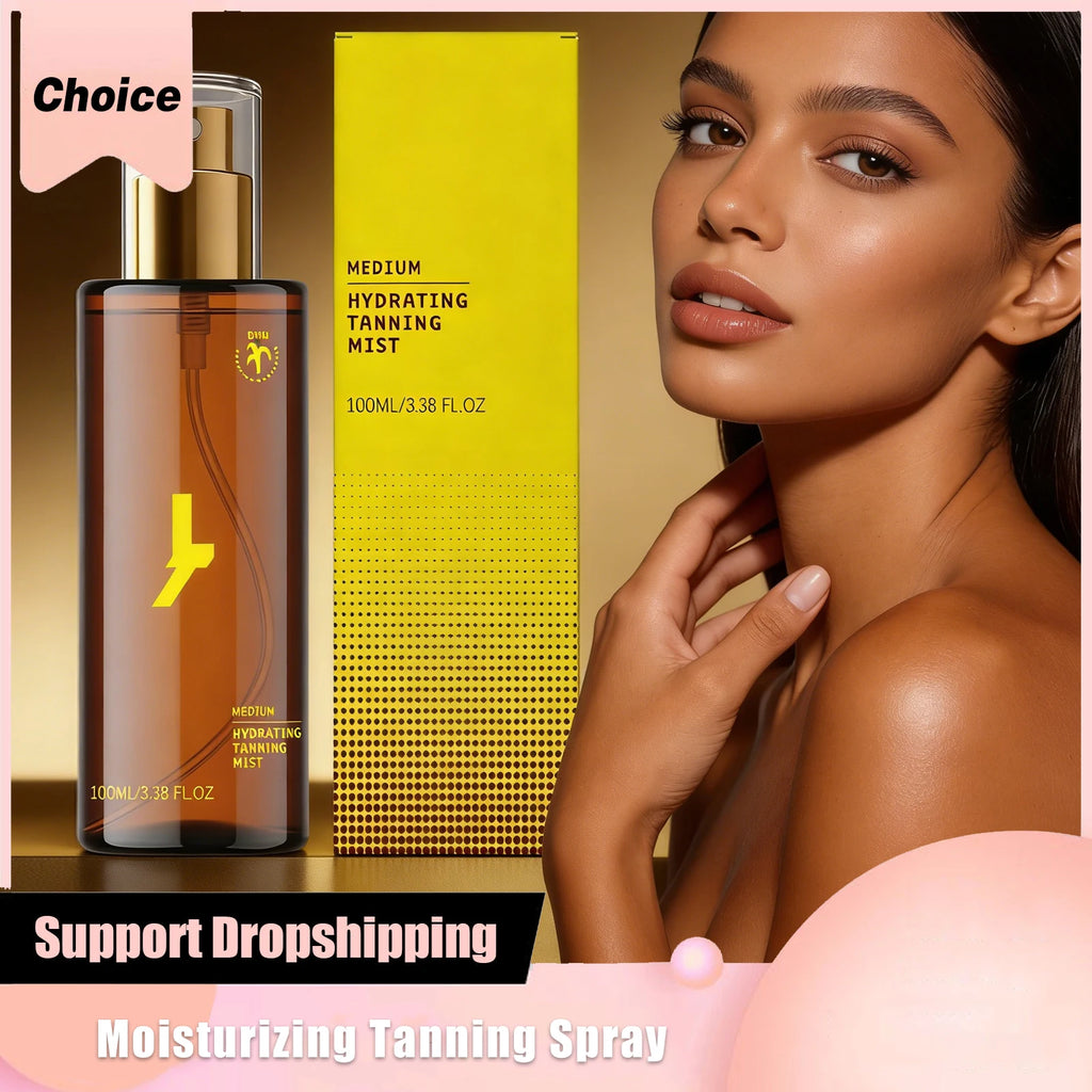 Enhancing Tanning Spray Natural Shiny Bronzer Skin Nourishing Moisturizing Summer Beach Sunbathing Portable Tanning Mist Spray
