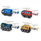 Kids Electric Train Set Compatible with Wooden Tracks Magnetic Connectors Diecast Metal Auto-Go Train Toy for Ages 3+ Boys Girls