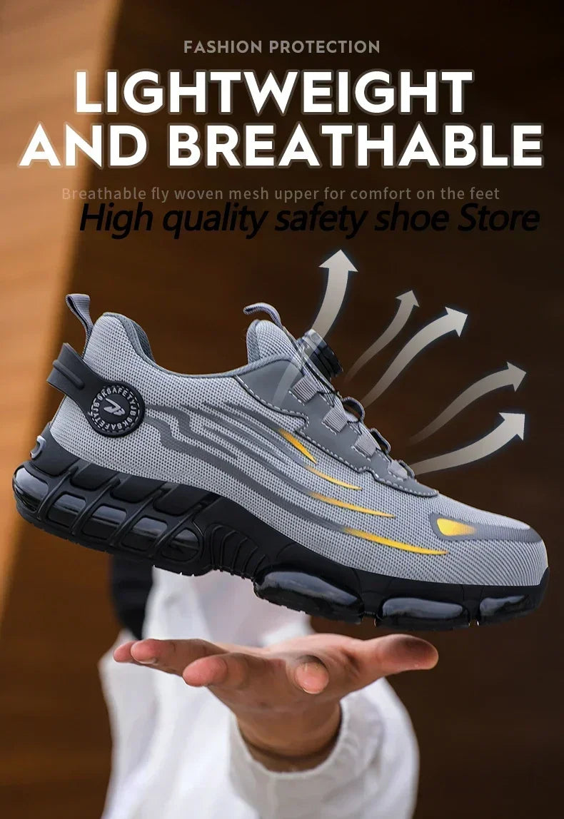 Men's Safety Shoes Protection And Elastic Safety Boots Fashionable Casual Shoes Breathable Odor Protection Men's Work Shoes