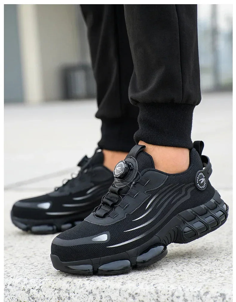 Men's Safety Shoes Protection And Elastic Safety Boots Fashionable Casual Shoes Breathable Odor Protection Men's Work Shoes