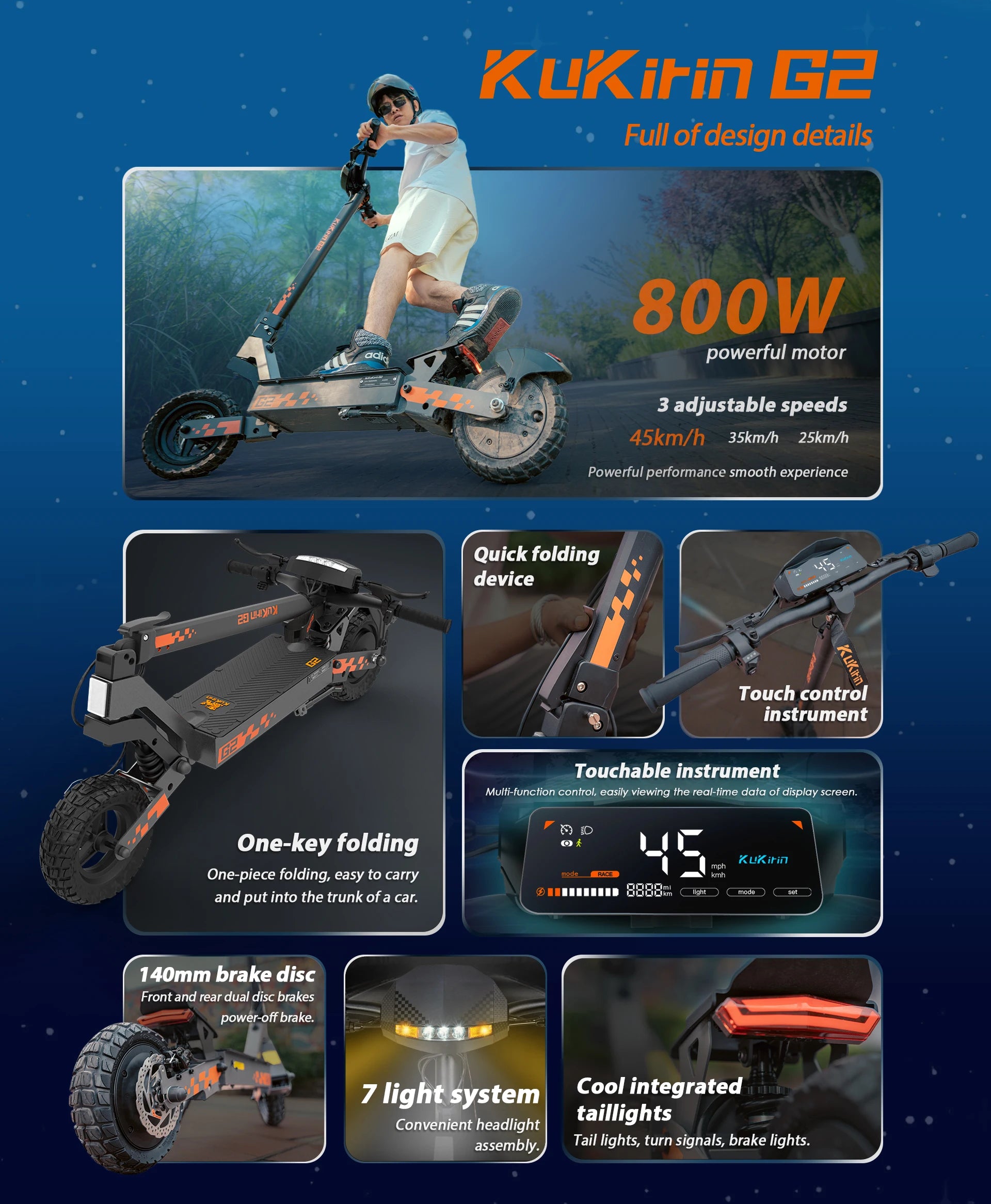 KUKIRIN G2-Adult E Scooter 10 inch Tire 800W Motor Foldable Scooter City commuting EScooter 48V15AH All Terrain E-Scooter