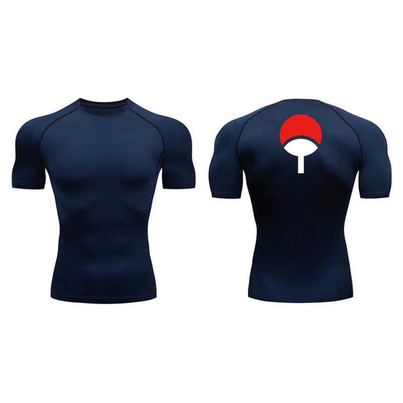 Graphic Compression Shirts for Men Athletic Quick Dry Rash Guard Stretchy Baselayers Undershirts Gym Workout Running Tshirt Tops