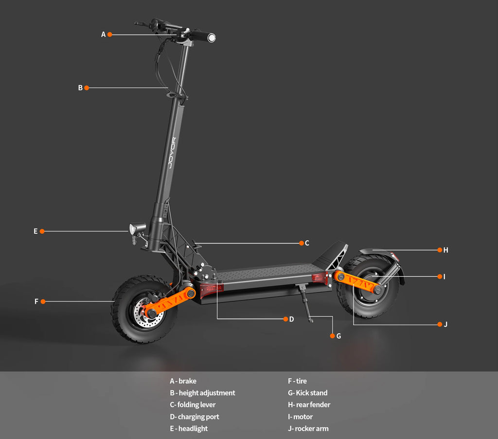 JOYOR S10-S-Z E Scooter 60V 18Ah Dual Motor 2000W 10 Inch Tire Adult Black Escooter Max Speed 65km/h Range 70-85km