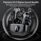 New Wireless Earbuds HiFi Stereo Headphones BT5.3 with ENC Noise Cancelling 48H LED Display Ear Buds IP7 Waterproof Earphones