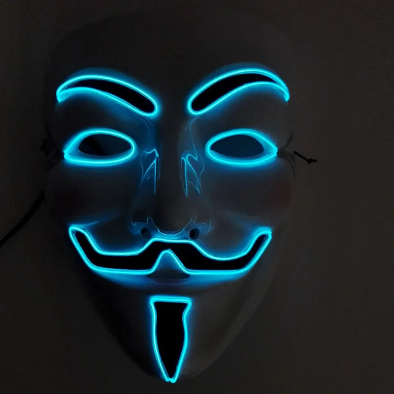 V For Vendetta Mask Cosplay Guy Fawkes Hacker Glowing Mask For Halloween Carnival  Decor Props