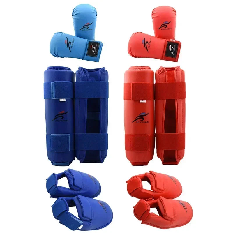 Taekwondo Karate Boxing Leg Hand Foot Protector Set Sparring Gear Shin Guard Bands Gloves Sports MMA Kids Adults Equipment Main image