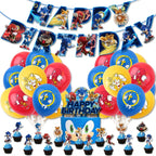 Sonic Birthday Party Decoration Game Hedgehog Balloons  Action Figure Party Paper Plate Towel Cup Tablecloth Toy Kid Gifts