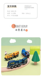 Kids Electric Train Set Compatible with Wooden Tracks Magnetic Connectors Diecast Metal Auto-Go Train Toy for Ages 3+ Boys Girls