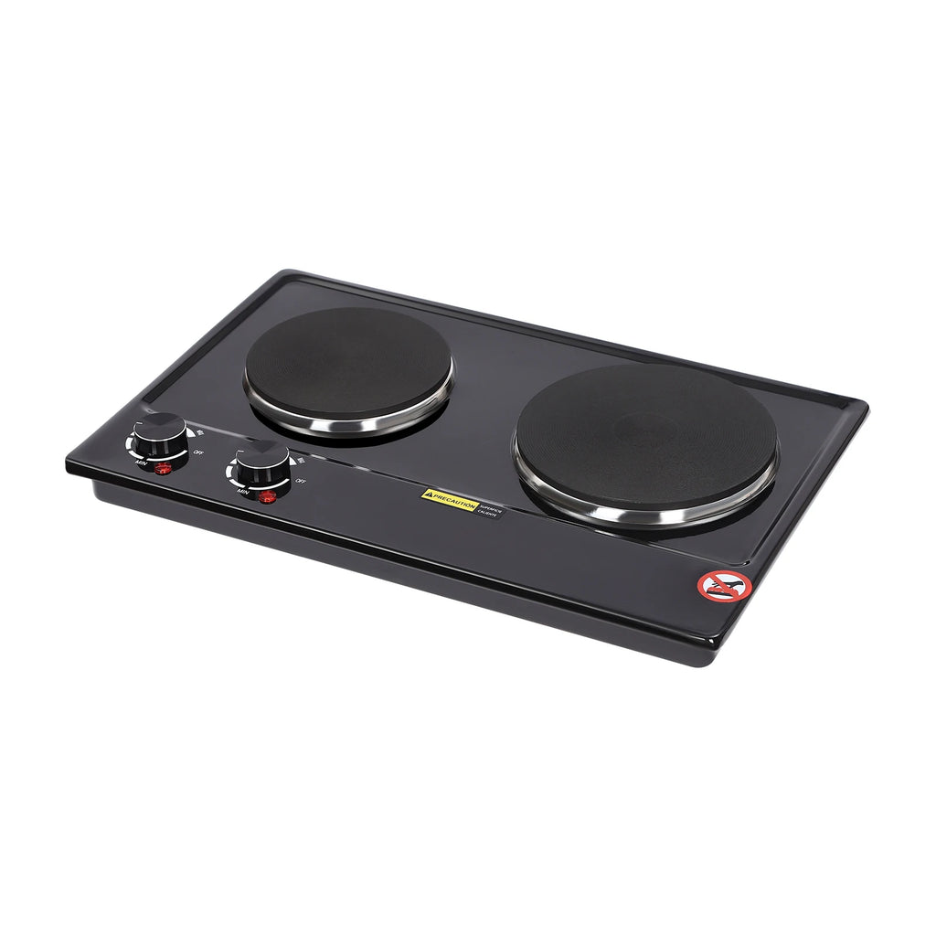 2500W Double-Burner Electric Stove Electric Hob Cooker with 2 Plate Adjustable Firepower 220-240V for Cooking Food