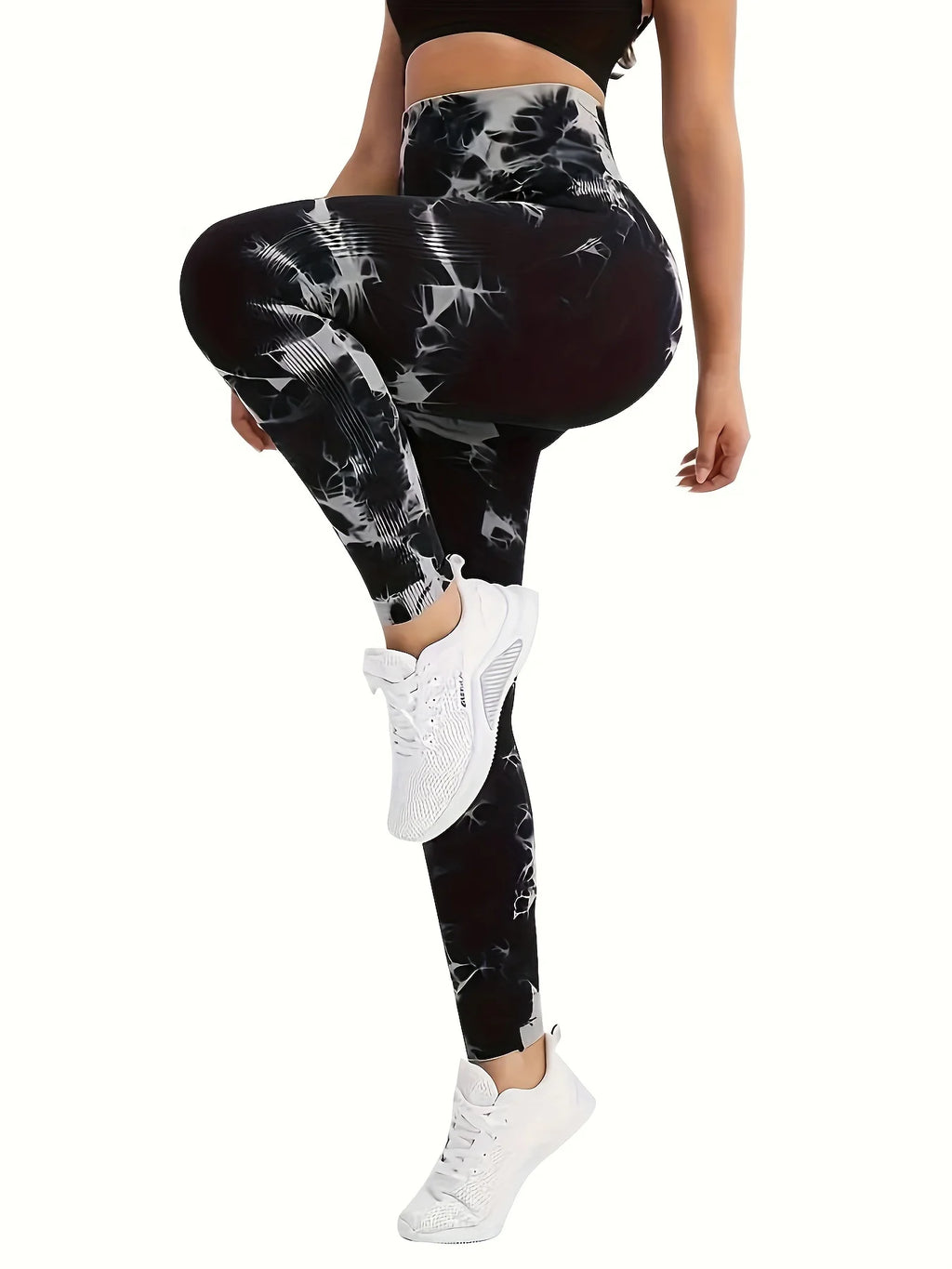 CZGUKE 2-piece women's tie dye pants sports leggings seamless high waisted push ups women's fitness and exercise clothes