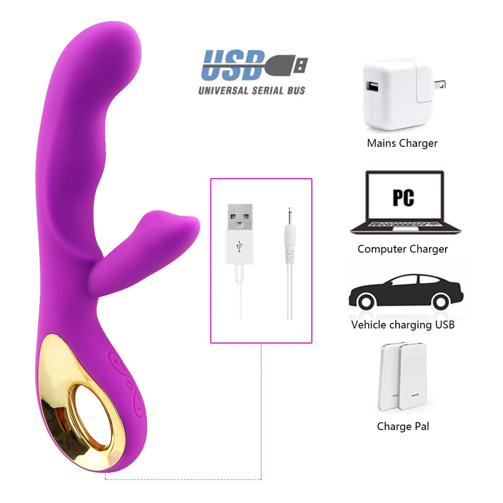 Suitable for women 2-in-1 vibrator 10 frequency dildo for women vaginal clitoris sucking vibrating masturbator adult products
