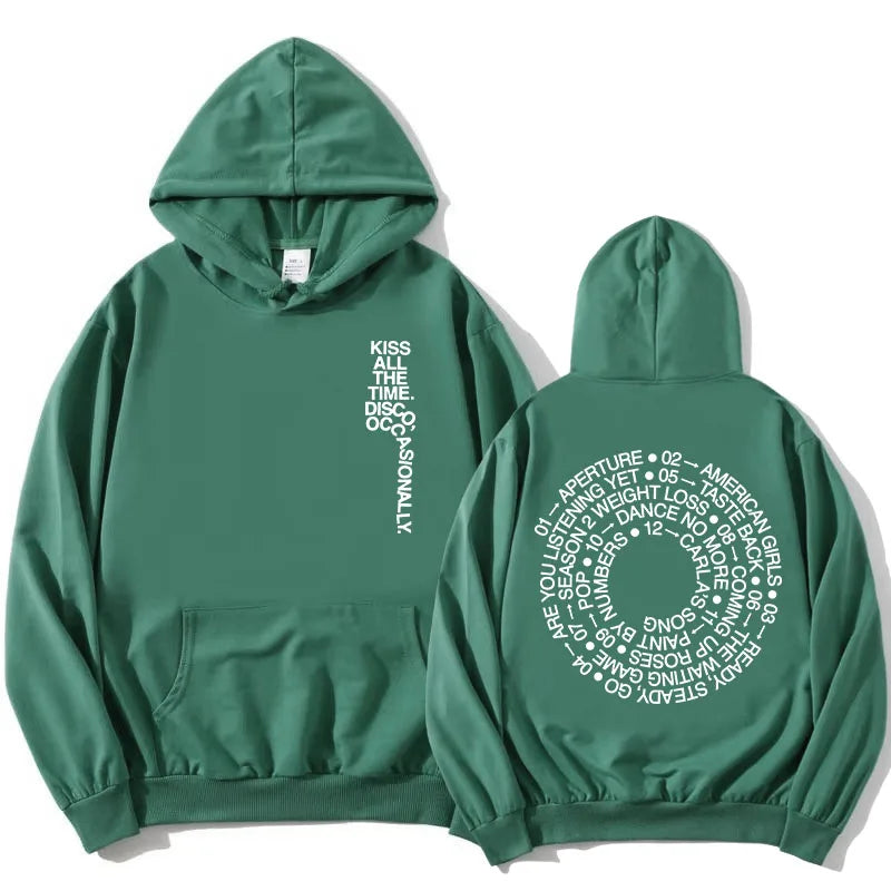 HarryStyles KISS ALL THE TIME. DISCO, OCCASIONALLY.  Hoodies Album Design Graphic Print Sweatshirts Women Clothing Fleece Hoodie