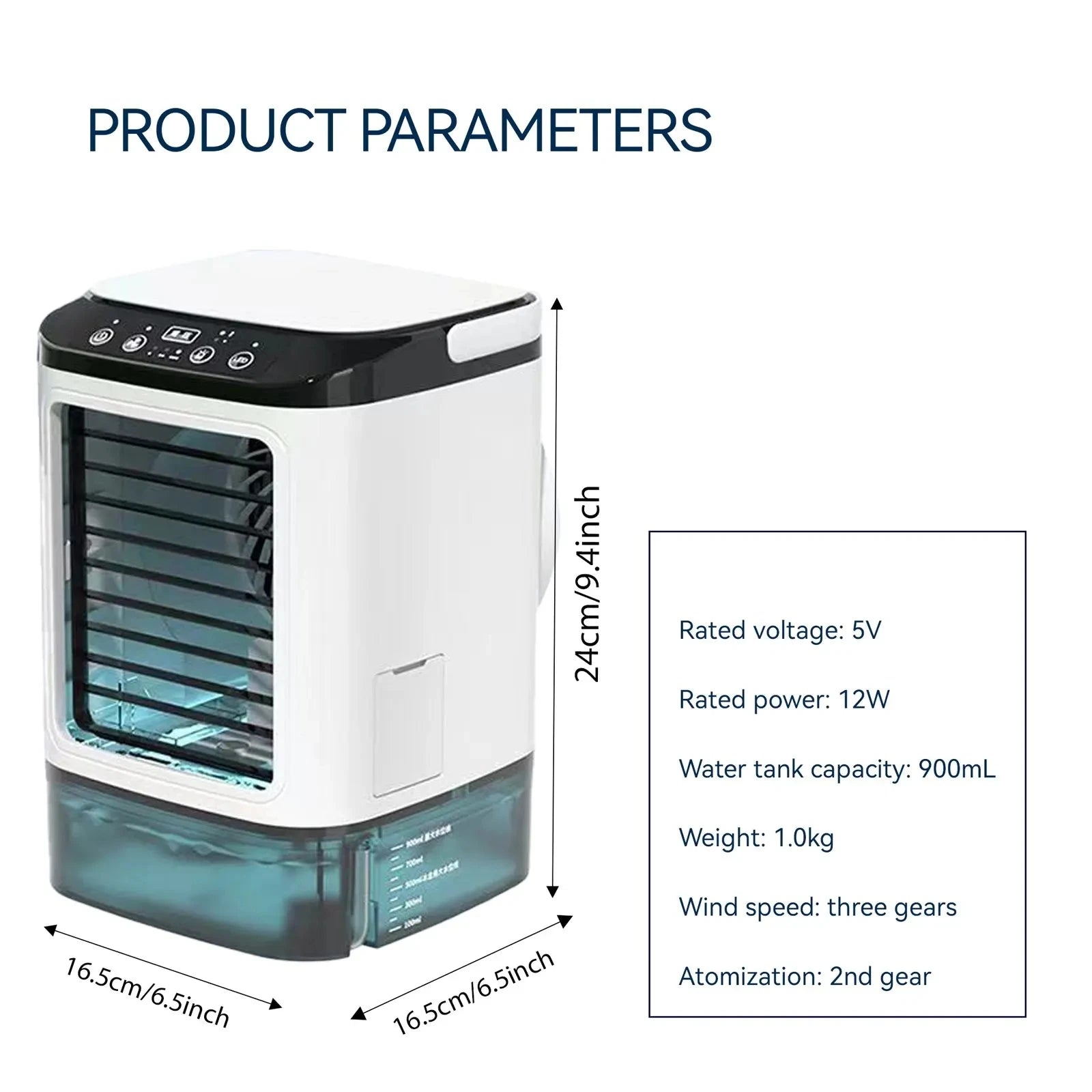 2026  Ultrasonic Mini Air Conditioner 3-Speed Portable Cooler with Colorful Light Humidifier
