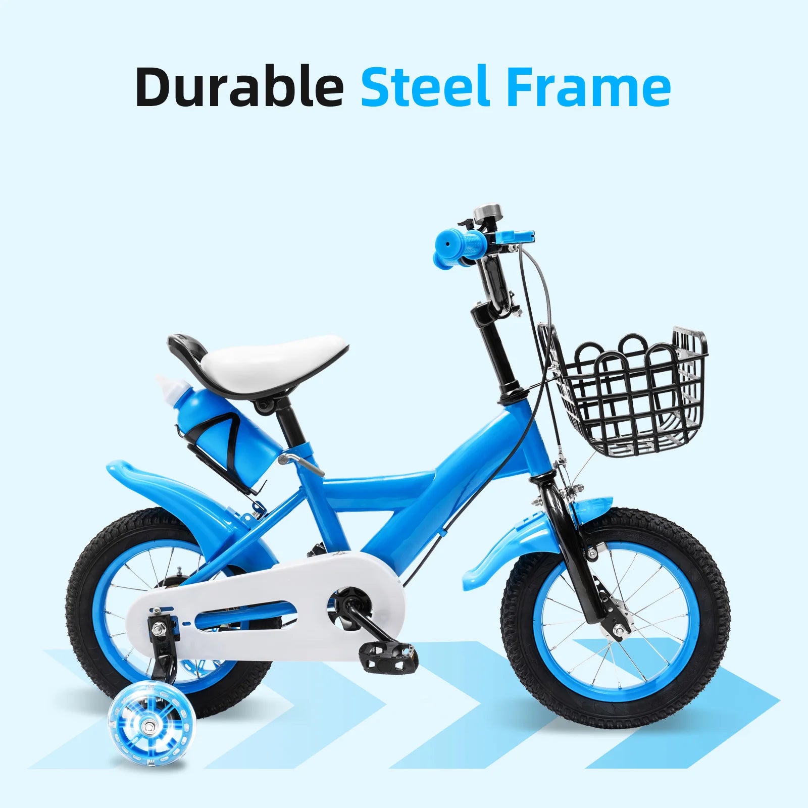 12-inch Stable Cycling Blue Kids Bike Children Bicycle Reliable Braking System Soft Cushion for Infants 2-4 Years