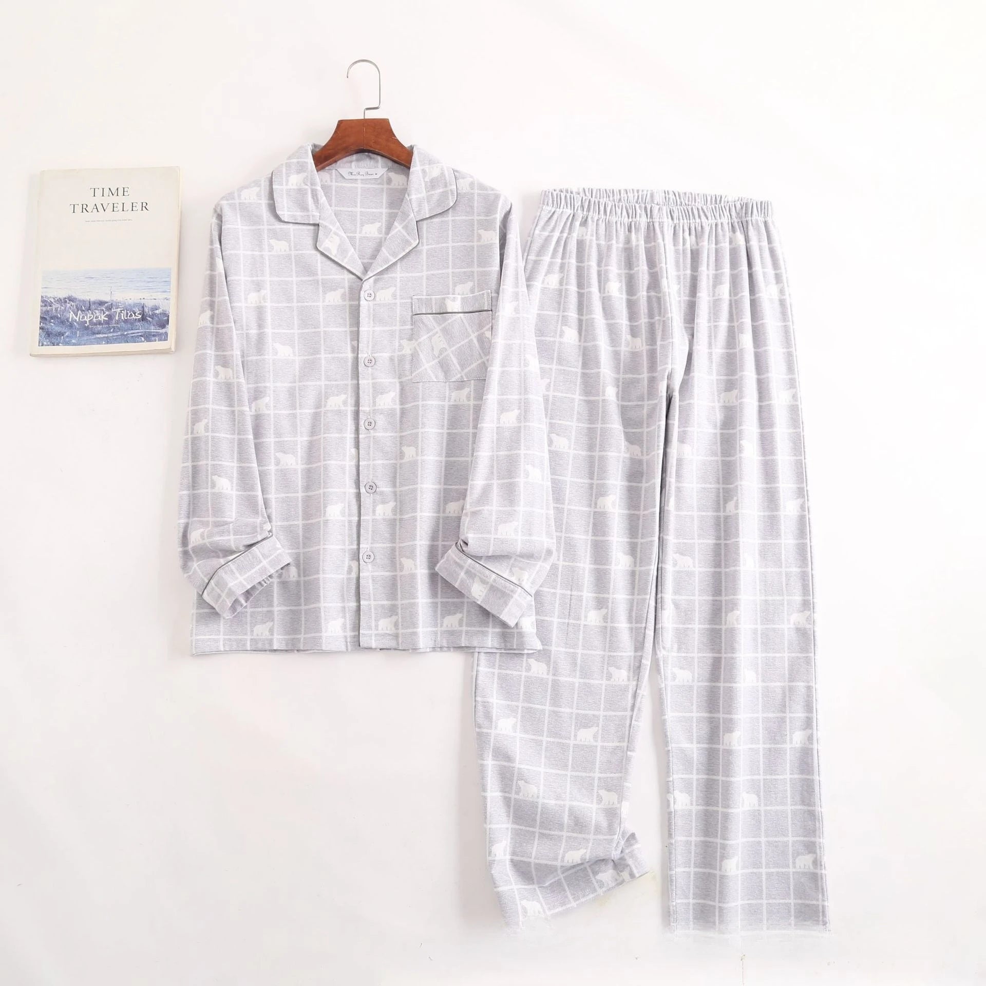 Men's Home Suits Long-sleeved Trousers Suits for Autumn and Winter Pijamas for Men Flannel Plaid Design Pajamas for Men