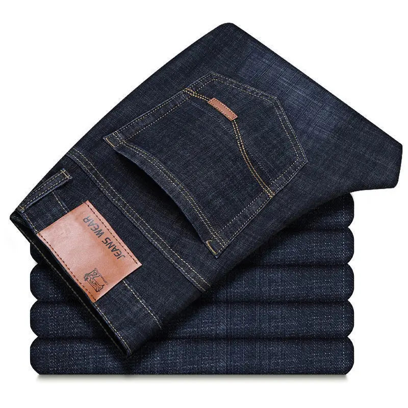 2025New Men Stretch Jeans Male Classic Elasticity Business jeans men fashion comfortable Solid slim straight long Denim pants