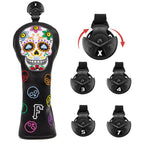 Golf Club Headcovers #1 #3 #5 Wood Head covers Skulls Design Driver Fairway Hybrid Woods Headcover Black PU Premium Leather Head