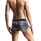 SEOBEAN Classic Plaid Mens Boxer Shorts 100% Cotton Underwear Boxershorts U convex Pouch Arrow Panties Shorts Men Sleep Bottoms