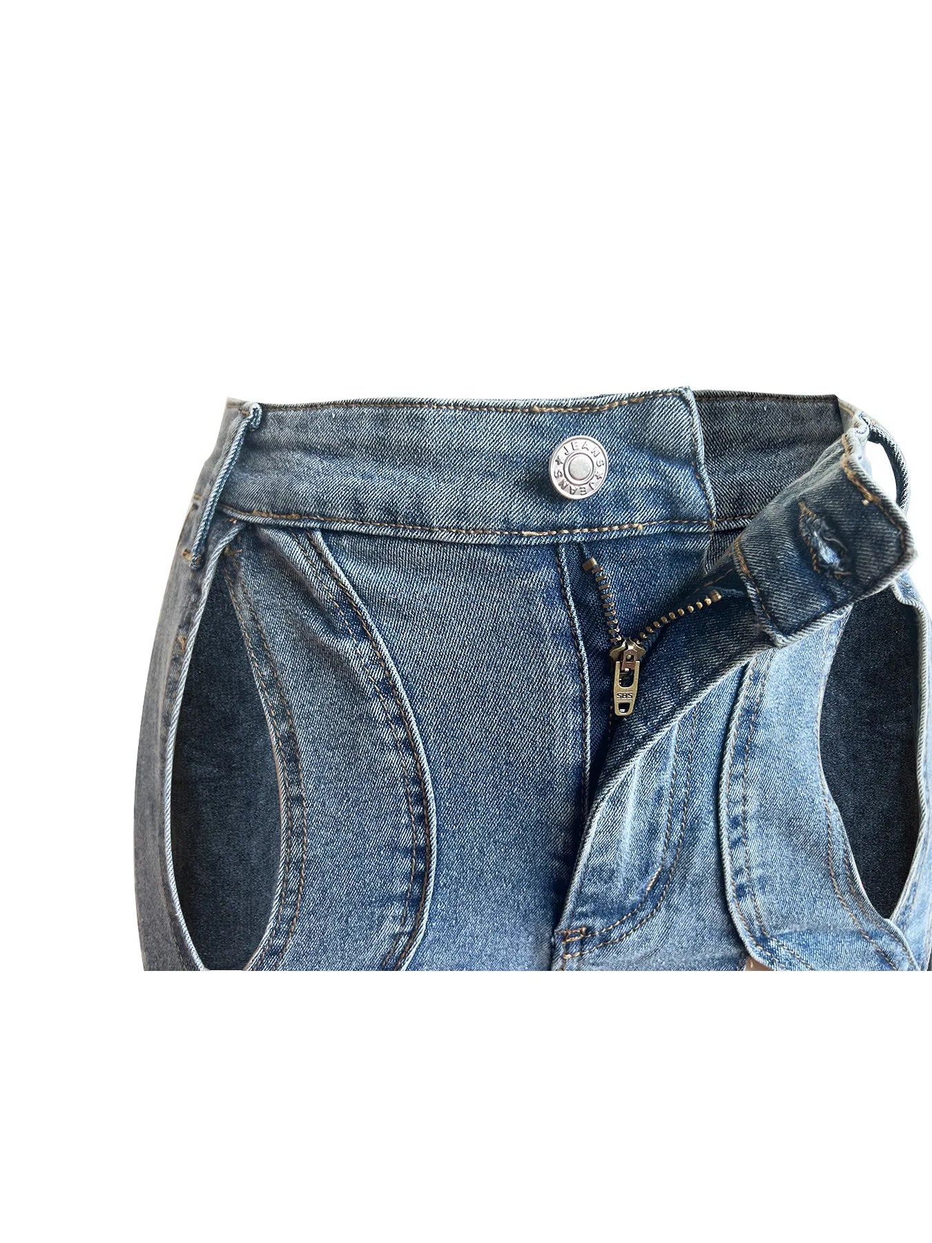 CM.YAYA Women Vintage Cutout Hollow Out Criss Cross Straight Denim Pants 2024 Fashion INS High Waist Wide Leg Jeans Trousers